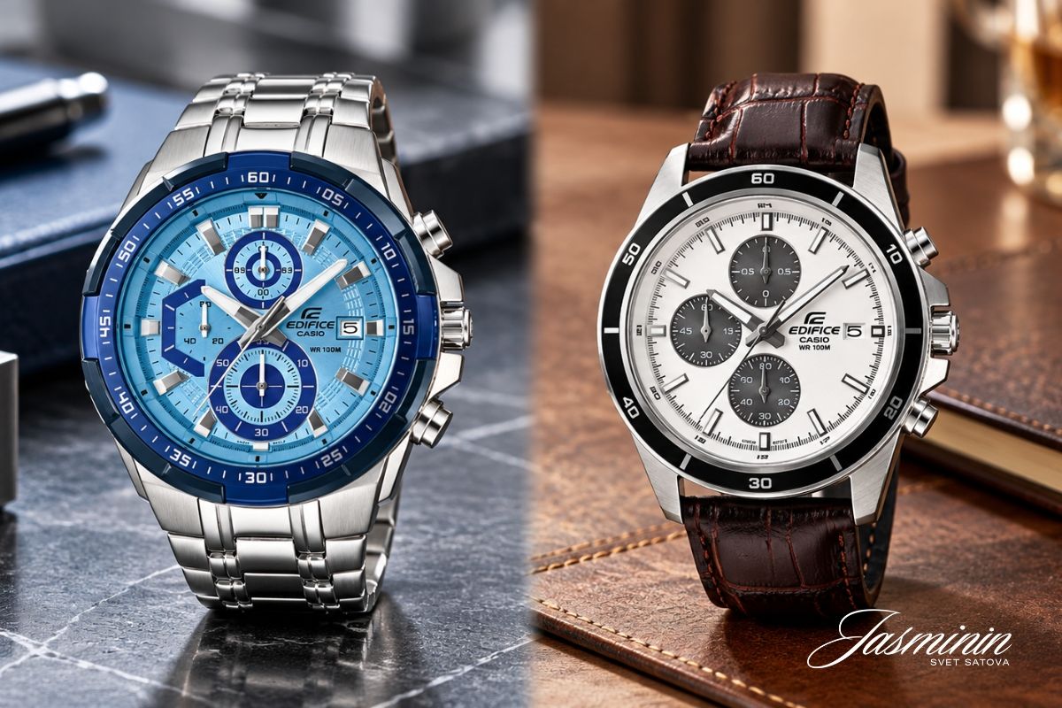 Casio Edifice sat sa metalnom narukvicom i kožnim kaišem